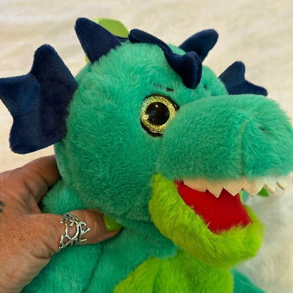 Backpack Dragon Dinosaur Plush Soft Textured Green - Picture 6 of 10
